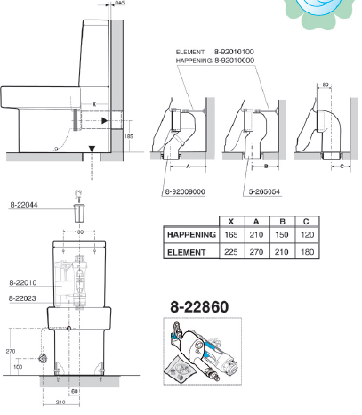 Roca Element monoblokkos wc (kombi wc) 7342577000