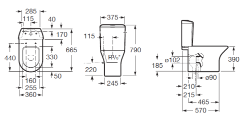 Roca Nexo Monoblokkos wc csésze, mélyöbíltésű, vario lefolyó 7342640000 (A342640000)