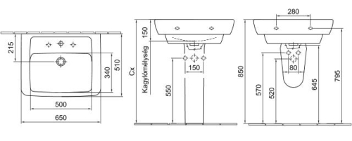 Alföldi Formo S 65 x 51 cm-es mosdó 7012 65 01
