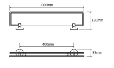 Sapho OMEGA Economy üvegpolc, 60x13 cm, jégüveg (104102212) XR600