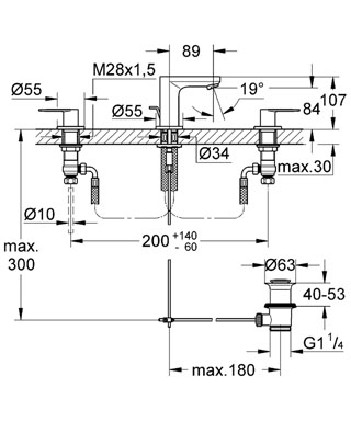 Grohe Eurosmart Cosmopolitan 3-lyukas mosdócsaptelep 20187 000 (20187000)