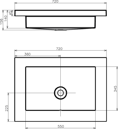 Ravak BathGallery 72x50 cm  mosdó furattal XJH01172000