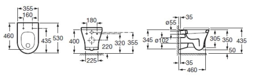 Roca Nexo Fali wc-csésze, lapos öblítésű, 734664K000