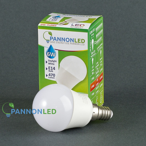 Pannonled LED lámpa E14 Gömb 6Watt SMD 230° DW Napfény fehér, 2065