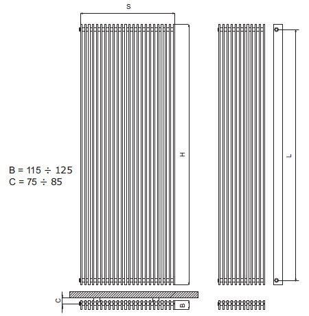 Radeco Bora 1 design fűrdőszobai radiátor (2010 W, króm, 1800x330 mm)