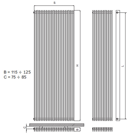 Radeco Bora 2 design fűrdőszobai radiátor (3820 W, króm, 1800x670 mm)