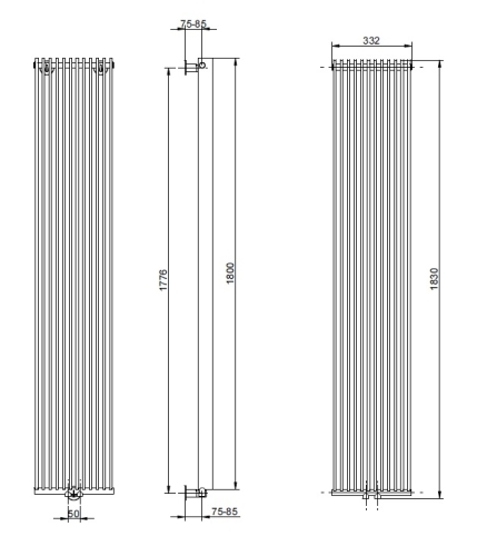 Radeco Bora 4 design fűrdőszobai radiátor (2570 W, króm, 1200x670 mm)