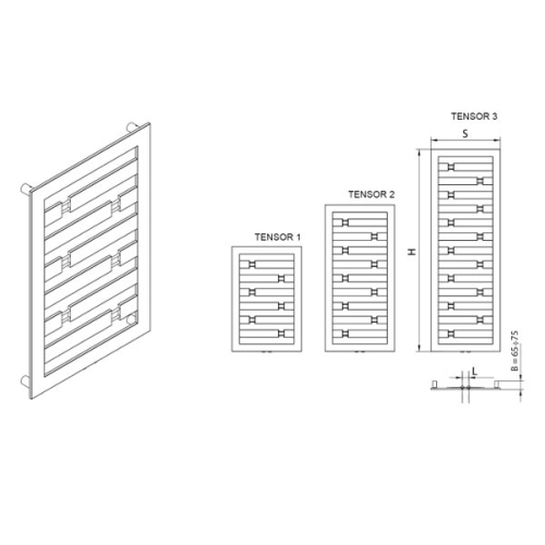 Radeco TENSOR 1 design fürdőszobai radiátor (830x550 mm, színes)