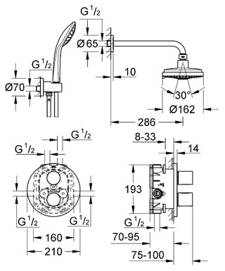 Grohe Grohtherm 3000 Cosmopolitan falba épített komplett szett 34399 000 (34399000)