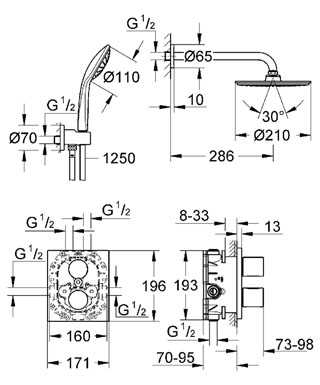 Grohe Grohtherm 3000 Cosmopolitan falba épített komplett szett 34408 000 (34408000)