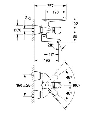 Grohe Grohtherm-Ergomix termosztátos mosdócsaptelep 1/2