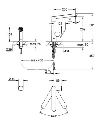 Grohe K7 egykaros mosogató csaptelep 1/2