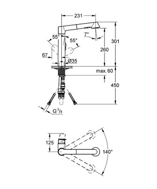 Grohe K7 egykaros mosogató csaptelep 1/2