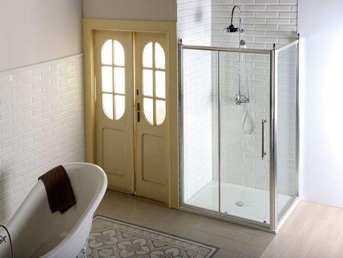 Sapho ANTIQUE 130 cm-es zuhanyajtó, eltolható ajtós, króm (GQ4513)