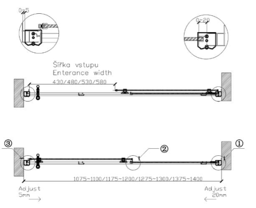 Sapho ANTIQUE 110 cm-es zuhanyajtó, eltolható ajtós, króm (GQ4511)
