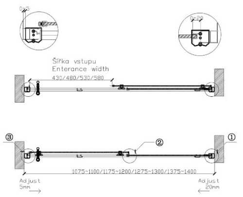 Sapho ANTIQUE 110 cm-es zuhanyajtó, eltolható ajtós, bronz (GQ4211)