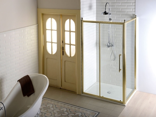 Sapho ANTIQUE 130 cm-es zuhanyajtó, eltolható ajtós, bronz (GQ4213)