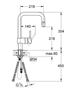 Grohe Minta egykaros mosogató csaptelep kihúzható zuhanyfejjel 32322 DC0 (32322DC0)