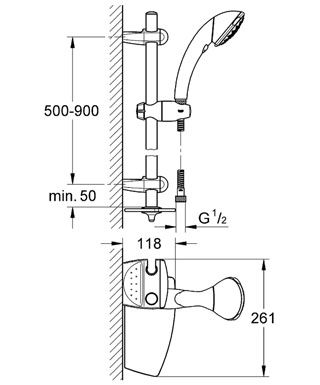Grohe Movario Five zuhanygarnitúra 90 cm-es zuhanyrúddal 28571 000 (28571000)