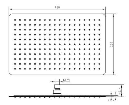 Sapho SLIM fejzuhany, 400x2x250mm, inox (MS581)