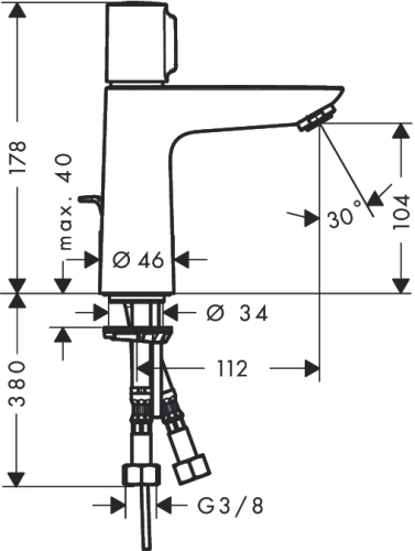 Hansgrohe Talis Select E egykaros mosdócsaptelep 110, automata lefolyó-garnitúrával 71750 000 (71750000)