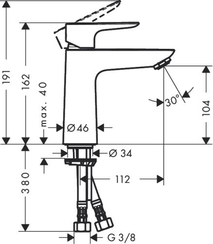 Hansgrohe Talis E egykaros mosdócsaptelep 110 CoolStart, automata lefolyó-garnitúra nélkül 71714 000 (71714000)