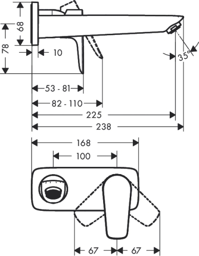 Hansgrohe Talis E egykaros fali csaptelep, 225 mm-es kinyúlással 71734 000 (71734000)