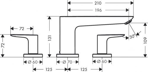 Hansgrohe Talis E 3-lyukú kádcsaptelep 71747 000 (71747000)