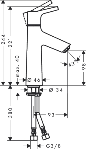 Hansgrohe Talis S 100 egykaros mosdócsaptelep, automata lefolyó-garnitúra nélkül 72021 000 (72021000)