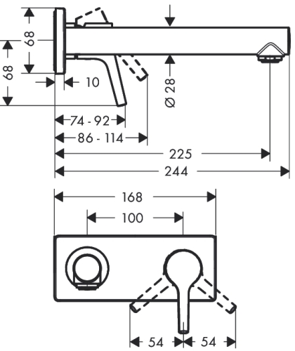 Hansgrohe Talis S falsík alatti fali mosdócsaptelep kinyúlás 225 mm 72111 000 (72111000)