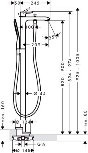 Hansgrohe Metris Egykaros szabadonálló kádcsaptelep 31471 000 (31471000)