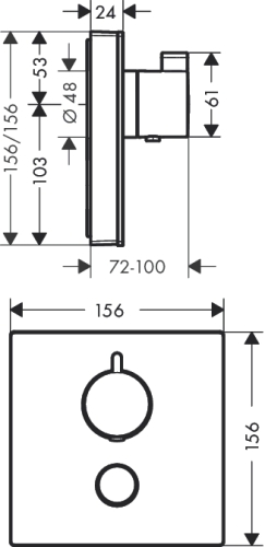 Hansgrohe ShowerSelect Glas termosztátos falsík alatti highflow termosztát színkészlet, fekete/króm 15735 600 (15735600)