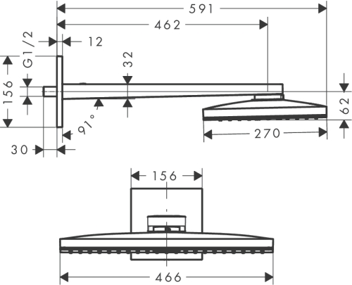 Hansgrohe Rainmaker Select 460 1jet fejzuhany zuhanykarral fehér/króm 24003400 (24003400)