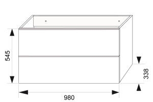 Jika Pure alsószekrény 100 cm-es mosdó alá, 2 fiókkal, fehér H4559021745001 (4.5590.2.174.500.1)