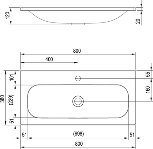 Ravak Ring 800 80x38 cm mosdó XJK01180000