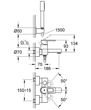 Grohe Quadra egykaros kádcsaptelep zuhanyszettel 32639 000 (32639000)