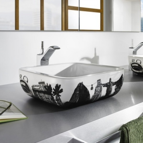 Roca Urban 40x40 cm-es pultra ültethető porcelán mosdó, Rio A32765R00U