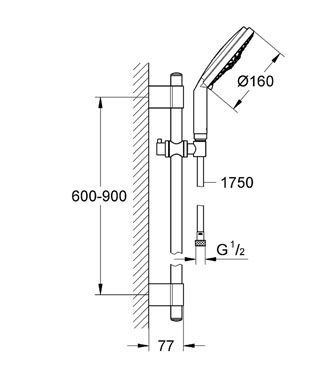Grohe Rainshower Cosmopolitan zuhanygarnitúra 160 mm-es kézizuhannyal 28763 001 (28763001)