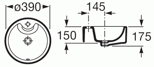 Roca Terra pultra ültethető mosdó, csaplyukkal A32722T000