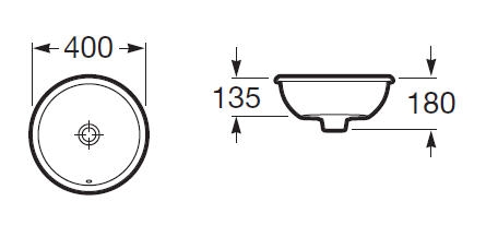 Roca Foro 40 cm pultba építhető mosdó, csaplyuk nélkül 327872000 (A327872000)