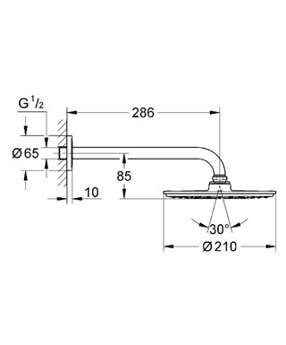 Grohe Rainshower Cosmopolitan 210 fejzuhany 286 mm zuhanykarral 9,5 l/perc 26062 000 (26062000)