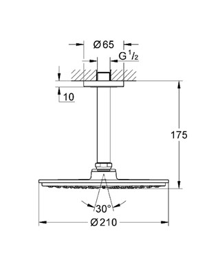 Grohe Rainshower Cosmopolitan 210 fejzuhany 142 mm mennyezeti zuhanykarral 9,5 l/perc 26063 000 (26063000)