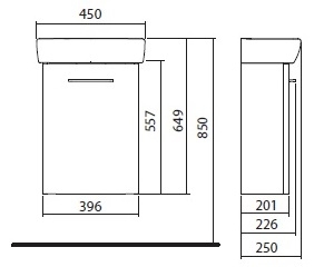 Kolo Nova Pro fehér/fehér fürdőszobaegység 45 cm (M39002000) M39002
