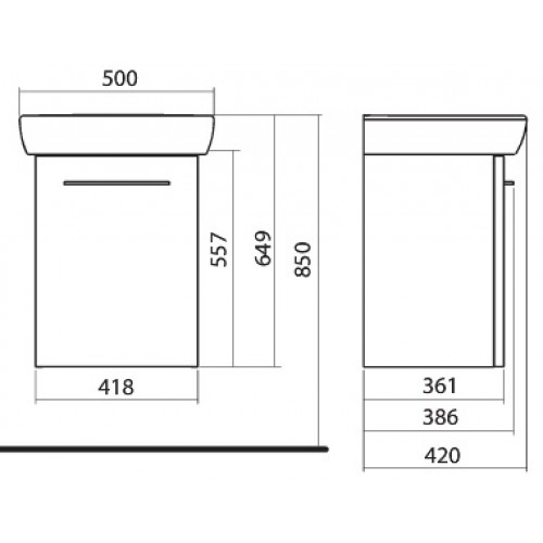 Kolo Nova Pro szürke/szürke fürdőszobaegység 50 cm (M39010000) M39010