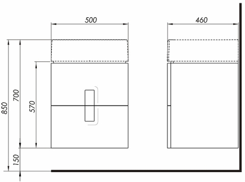 Kolo Twins 50 ezüst grafit mosdószekrény 2 fiókkal 89490 (89490000)