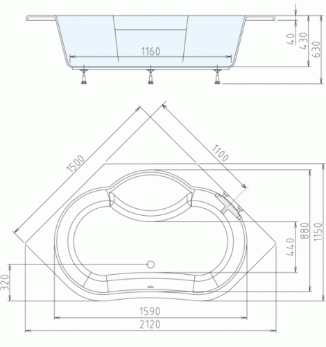 POLYSAN Marea 150x150 cm-es sarokkád (92111)