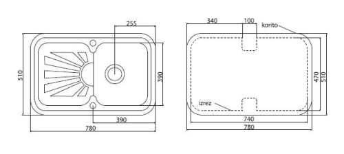 Gorenje KVE KM13 Siligor gránit mosogató, fekete-szemcsés (55001114)