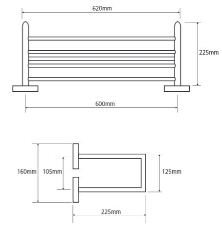 Sapho OMEGA dupla törölközőtartó polc 22x60 cm (104205102) XR416