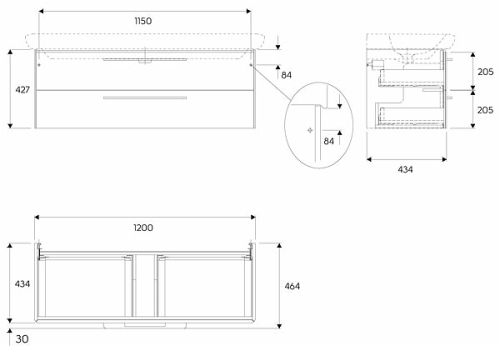 Kolo Life fényes szürke mosdószekrény 120 (89472000)