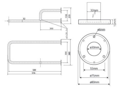 Sapho DISABLE Kapaszkodó fix, jobbos 50 cm, inox (301122111) XH534